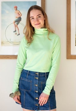 Bright neon green crop turtle neck top