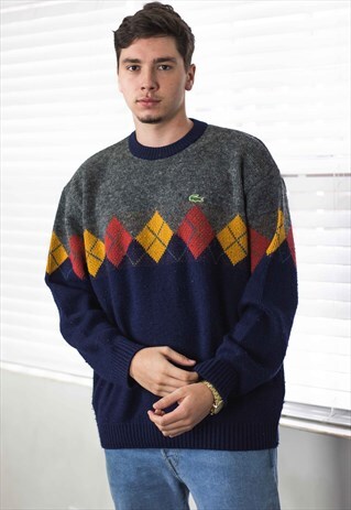VINTAGE LACOSTE JUMPER SWEATER LOGO 90S XL 21.3