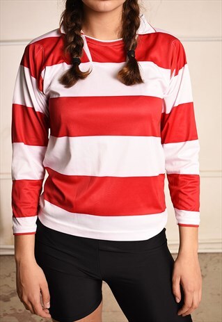 90'S RETRO STRIPED ATHLEISURE VARSITY JERSEY TOP