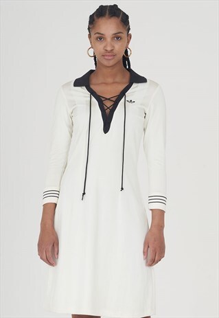 VINTAGE 90S ADIDAS STRIPED MIDI SPORTS DRESS