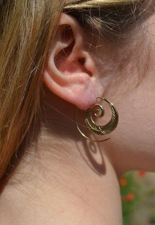 GOLD SPIRAL LEAF EARRINGS
