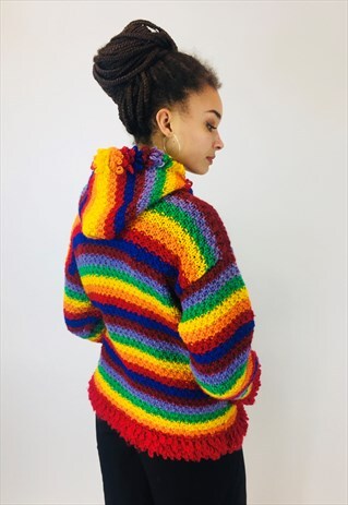 VINTAGE BOHO WOOL MULTI COLOURED FLEECE LINED JACKET