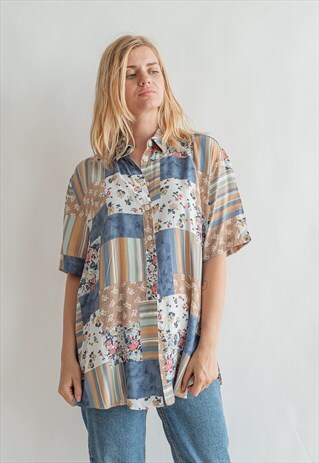VINTAGE 80S MULTICOLOR PATTERN FESTIVAL SHIRT