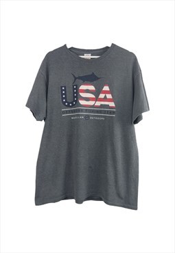 Vintage USA Fishing T-Shirt in Grey L