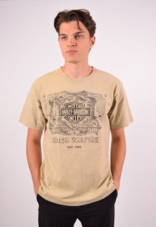 VINTAGE HARLEY-DAVIDSON T-SHIRT TOP KHAKI
