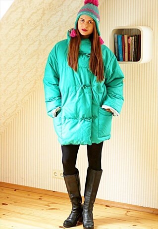VINTAGE GREEEN EIDERDOWN JACKET
