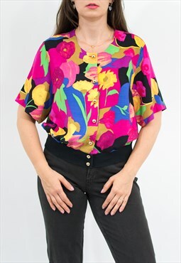 St Michael vintage shirt in rainbow floral pattern