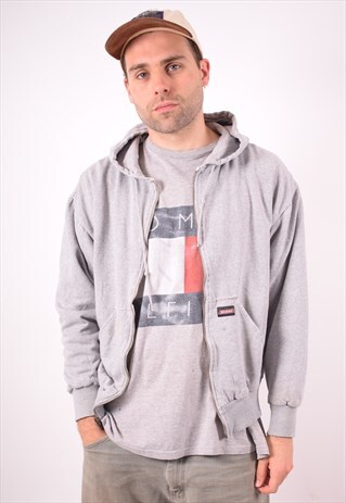DICKIES MENS VINTAGE HOODIE JACKET LARGE GREY 90S