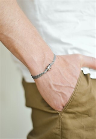 ENGLAND BRACELET FOR MEN GREY CORD UK BEAD GREAT BRITAIN