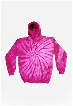 54 Floral Spiral Tie Dye Bleach Pullover Hoody - Pink 