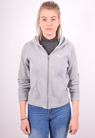 NIKE WOMENS VINTAGE HOODIE JACKET MEDIUM GREY 90S