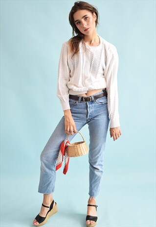 90'S GOES 70'S RETRO KNIT NEUTRAL OVERSIZED CARDIGAN TOP