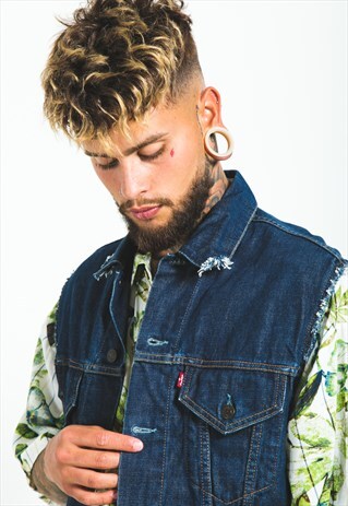 VINTAGE 80S LEVI'S DENIM GILET JACKET / S6073