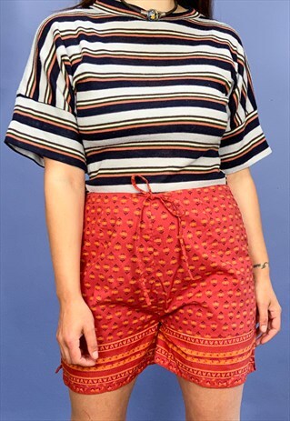 VINTAGE 90'S BOHEMIAN PATTERN HIGH WAISTED SHORTS