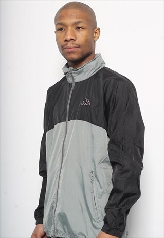 VINTAGE KAPPA LOGO TRACK JACKET BLACK GREY