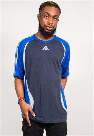 90'S ADIDAS BLACK BLUE SPORTS T-SHIRT