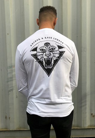 JAGUAR BACK PRINT - WHITE LONG SLEEVE T-SHIRT