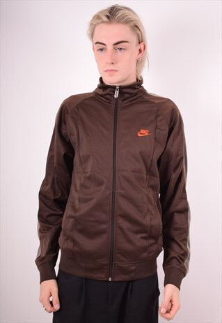 NIKE MENS VINTAGE TRACKSUIT TOP JACKET MEDIUM BROWN 90S