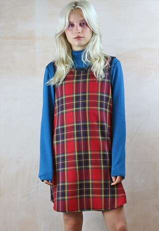 RED TARTAN PINAFORE DRESS