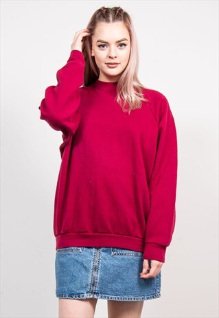 VINTAGE 90'S MAROON BASIC SWEATSHIRT JUMPER