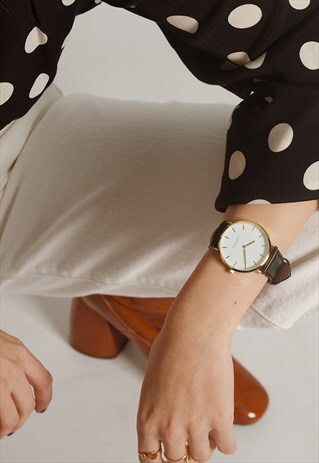 GENUINE BLACK LEATHER WATCH