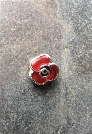 POPPY RED FLOWER BRACELET CHARM BEAD