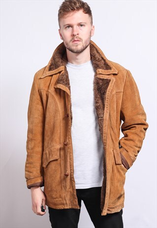 VINTAGE SUEDE AVIATOR FLEECE JACKET