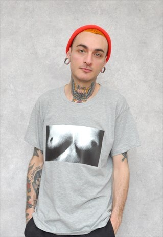 GREY SUPREME RACK BOOBIE TITS TEE T-SHIRT