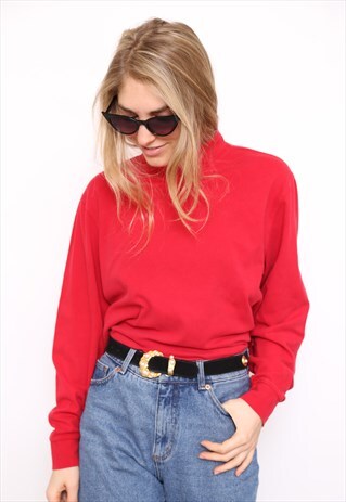 VINTAGE 90S RED POLO HIGH TURTLE NECK TOP