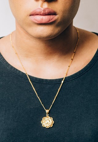24K GOLD VACUMED PLATED COIN PENDANT ON A DETAILED CHAIN