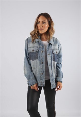 VINTAGE DENIM JACKET OVERSIZED FITTED UK 14 - 16 (C9AL)
