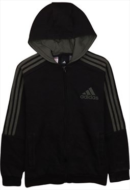 Vintage 90's Adidas Hoodie Striped Sleeves Full Zip Up Black