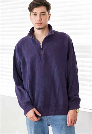 VINTAGE POLO RALPH LAUREN 1/4 ZIP JUMPER LOGO 90S XL 24.3