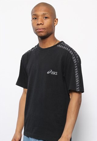VINTAGE ASICS TAPE LOGO T-SHIRT BLACK