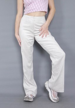 Vintage Y2K cream wide leg baggy high waisted trousers 