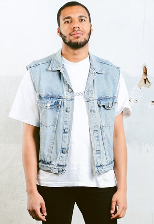 VINTAGE SLEEVELESS DENIM JACKET