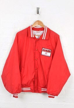 Vintage 80s Baseball Jacket Red Large