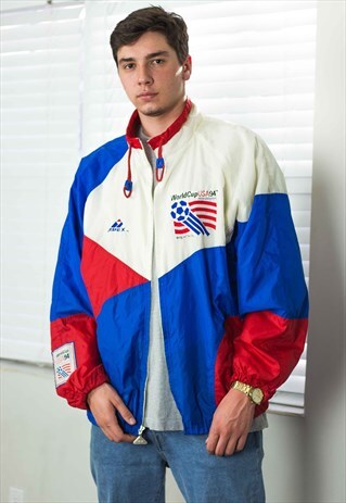 VINTAGE WORLD CUP WINDBREAKER JACKET LOGO 90S X 12.6