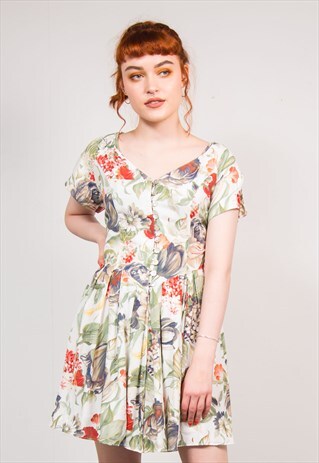 VINTAGE 90'S CUTE SUMMER FLORAL MINI DRESS