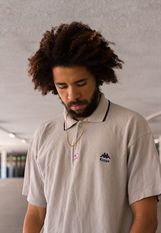 VINTAGE 90'S KAPPA POLO SHIRT IN A BEAUTIFUL BEIGE COLOURWAY