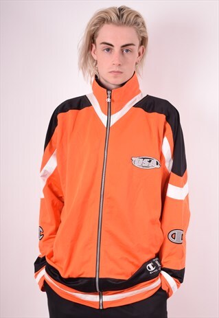 CHAMPION MENS VINTAGE USA TRACKSUIT TOP JACKET XL ORANGE 90S