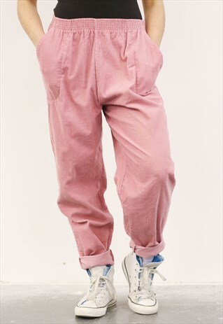 VINTAGE 1990S PINK CORDUROY HIGH-WAISTED TROUSER