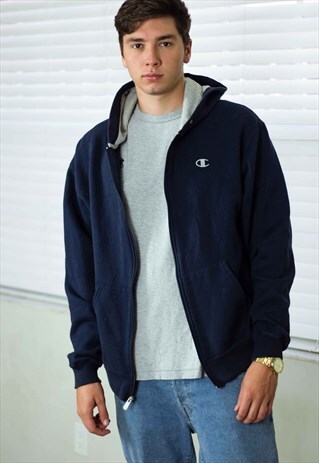 VINTAGE CHAMPION HOODIE SWEATSHIRT LOGO 90S L 21.5