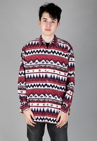 VINTAGE 90S AZTEC ABSTRACT FESTIVAL SHIRT