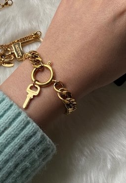 Authentic Louis Vuitton Key Pendant Reworked Bracelet