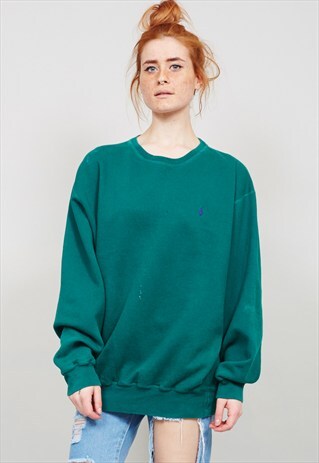 VINTAGE 90'S OVERSIZED GREEN POLO RALPH LAUREN SWEATER