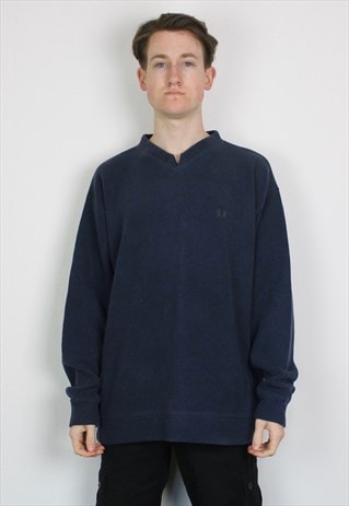 VINTAGE FRED PERRY CORD SWEATSHIRT IN NAVY BLUE WITH LOGO
