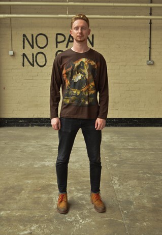 VINTAGE 90S GRUNGE WOLF PRINT TOP
