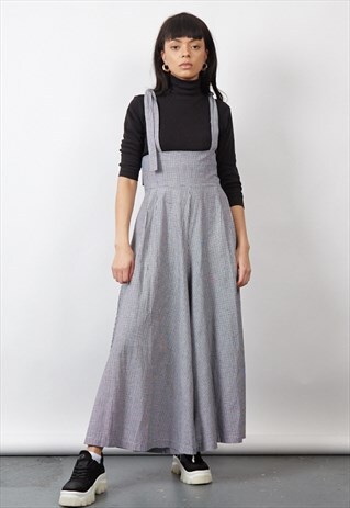VINTAGE 80'S MONOCHROME GINGHAM JUMPSUIT