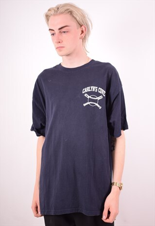 CHAMPION MENS VINTAGE T-SHIRT TOP XXL BLUE 90S
